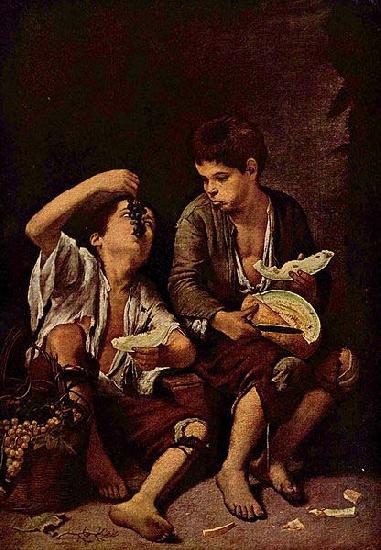 Bartolome Esteban Murillo Beggar Boys Eating Grapes and Melon oil painting image